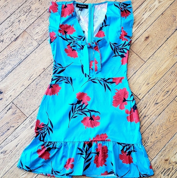 Tie Front Tea Dress in Poppy Print - Picture 5 of 7